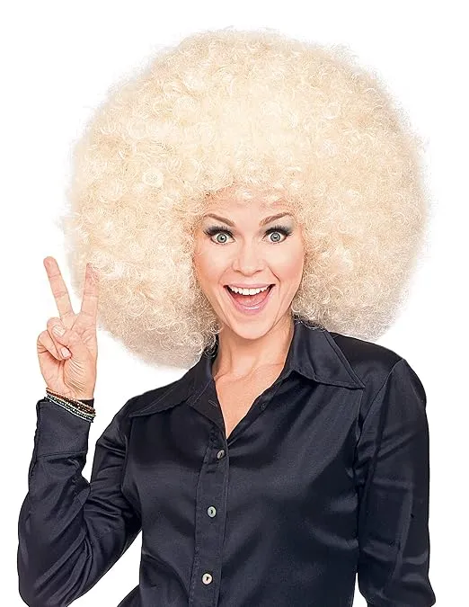 Rubies Super Size Blond Afro Wig, Yellow, One Size