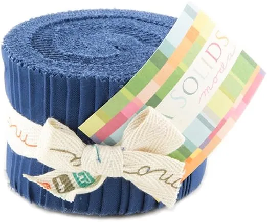 Bella Solids Admiral Blue Jr Jelly Roll (9900JJR 48) by Moda House Designer for Moda