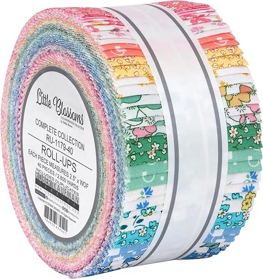 Debbie Beaves Flowerhouse Little Blossoms Roll Up 40 2.5-inch Strips Robert Kaufman RU-1179-40