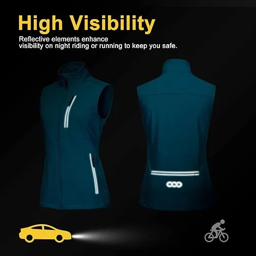 33,000ft Women's Lightweight Running Vest Outerwear with Pockets, Windproof Sleeveless Jacket for Golf Hiking Travel