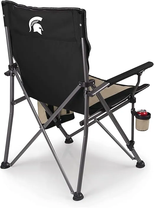 PICNIC TIME NCAA Big Bear XXL Camp Chair with Cooler, Heavy Duty Beach Chair, 500 lb Capacity Camping Chair with Carry Bag, (Black)