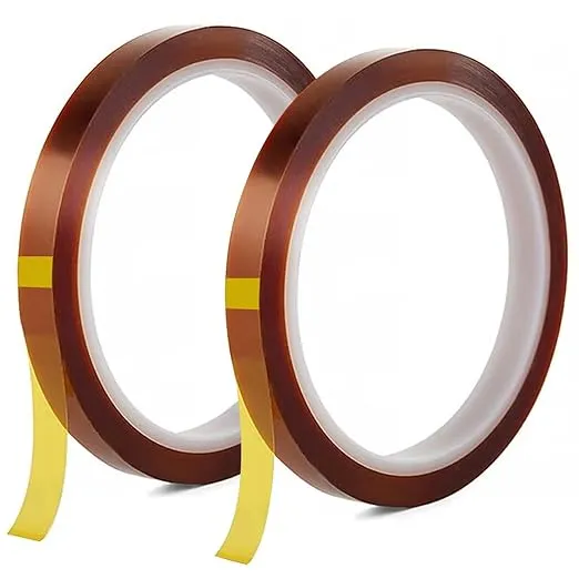 2Rolls 10mmx33m(108ft) Heat Tape for Sublimation,Heat Press,Heat Transfer Polyimide 500℉ High Temperature Resistant Kapton Thermal Insulation Shield Tape with Silicone Adhesive