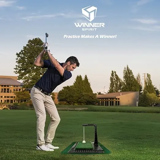 WINNER SPIRIT Real Swing 300 Golf Swing & Hitting Trainer, True Impact, Checking Path After Swing Practice Mat Groover Training Aid, Height Adjustable