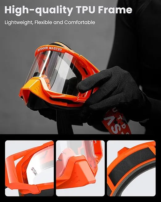 OutdoorMaster Mustang Dirt Bike Goggles, OTG Motorcycle Goggles, Motocross Goggles ATV Goggles for Men, Women, Adult, Youth