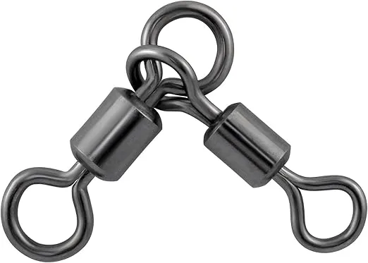Dr.Fish 30/50 Pack 3 Way Swivels Barrel Swivels Fishing Swivels Catfish Swivels Fishing Tackle Hook Connector Surf Fishing Rig Trolling Catfish Rig Saltwater Freshwater