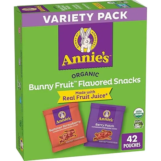 Annie's Organic Berry Patch and Summer Strawberry Bunny Fruit Snacks Variety Pack 42 Count, 29.4oz