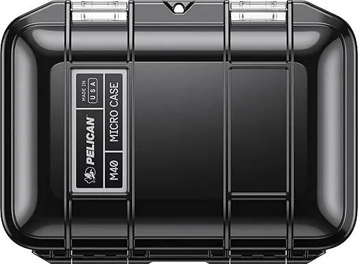 Pelican M40 Micro Case - Waterproof Case (Dry Box, Field Box) for iPhone, GoPro, Camera, Camping, Fishing, Hiking, Kayak, Beach and More (Black)