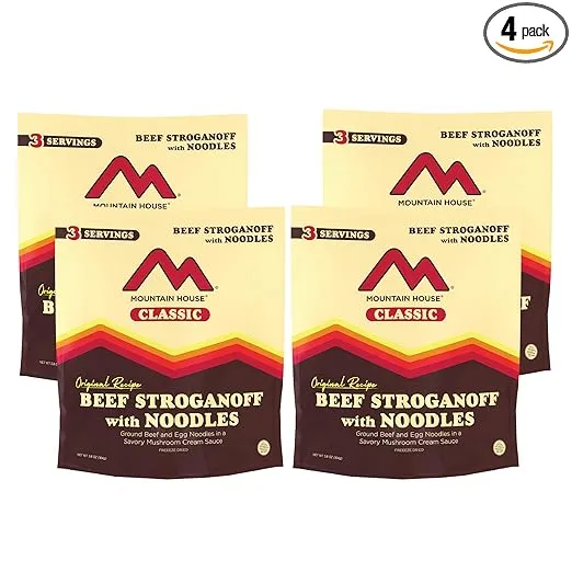 Mountain House Classic Beef Stroganoff | Freeze Dried Backpacking & Camping Food | 4-Pack