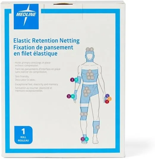 Medline Stretch Tubular Elastic Dressing Retention Net, Size 3, (9" x 25 yds), Ideal for Wound Care, Single Pack
