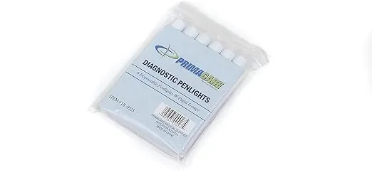 Primacare DL-9223 Pack of 6 Disposable Diagnostic Penlight with Imprinted Pupil Gauge, Lightweight and Moulded Plastic Body Medical Pen Light for Nurse, Student, Doctors EMT, White