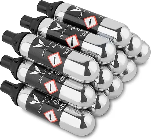 Coravin Pure Argon Capsules - 12 Pack - Preserve Wine for Years - For Coravin Timeless and Pivot Preservation System - Wine Gas Cartridges - For Red Wines, White Wines & More - Coravin Gas Capsules