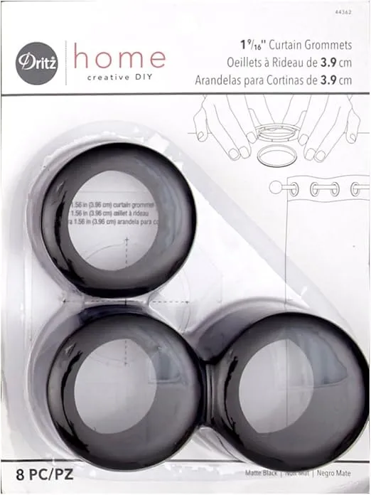 Dritz Curtain Grommets 8 Pack Matte Black 1 - 9/16''