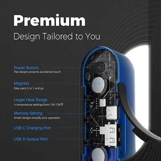OCOOPA Hand Warmers Rechargeable 2 Pack, Magnetic Electric Handwarmer, 4 Levels Heat Up to 136℉, USB-C Portable Charger 10000mAh, Raynauds, Golf, Tech Gifts for Men, UT2s(MagTwins)