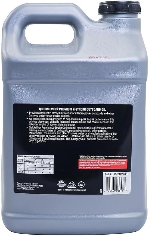 Quicksilver Premium 2-Stroke Engine Oil, Outboards, PWCs, Snowmobiles and Motorcycles - 2.5 Gallon