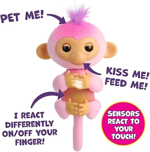 Fingerlings 2023 New Interactive Baby Monkey Reacts to Touch – 70+ Sounds & Reactions – Harmony (Pink)