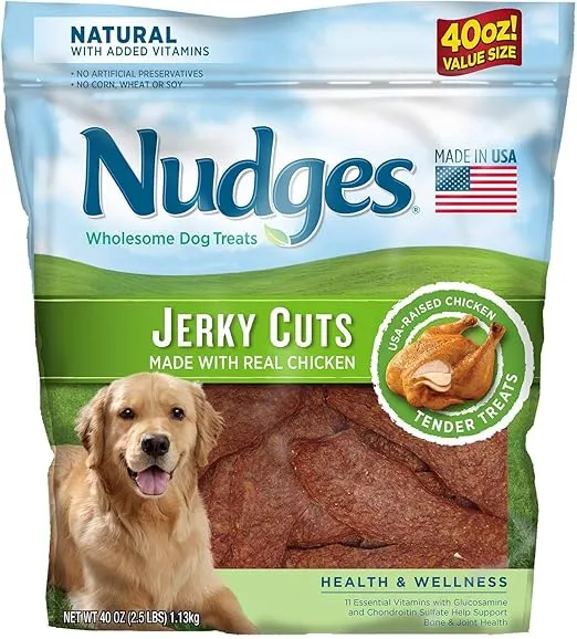 Nudges Health Wellness Chicken Jerky Dog Treats, 40 Ounce