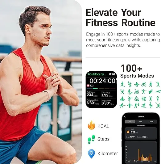 TOZO AMOLED S4 AcuFit One Smart Watch 1.78" Ultra-Clear Screen for Men Women, Call/Answer Fitness Tracker, Heart Rate Sleep Blood Oxygen Monitor IP68 Waterproof for iOS 11.0+ Android 9.0+ Rose Gold