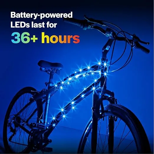 Brightz CosmicBrightz LED Bike Frame Rope Light - 6.5-Foot String Rope - Battery-Powered with On/Off Switch - Ultra Bright Color Keeps Your Ride Fun and Safe for Kids, Teens, & Adults