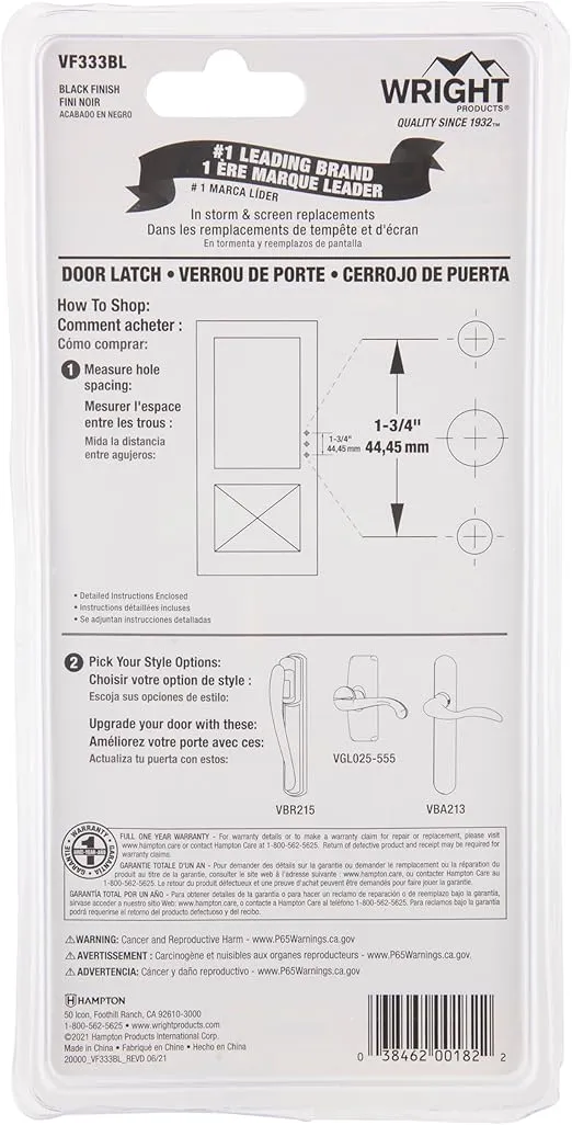 Wright Products VF333BL Free Hanging Push Button Handle, Black