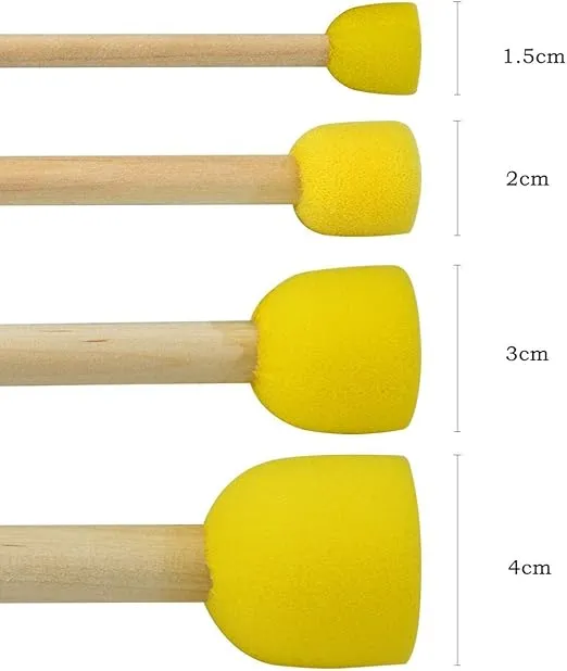 20 PCS Round Sponges Brush Set Kids Painting Tools - Pistha Sponge Painting Stippler Set DIY Painting Tools in 4 Sizes for Kids (Yellow)