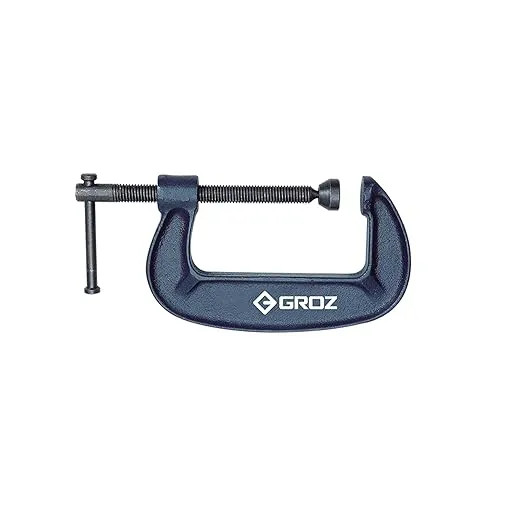 Groz 6-inch C-Clamp | Heavy Duty | Ductile Cast Iron | Black Oxide Finish | 60,000 PSI Tensile Strength (35802)