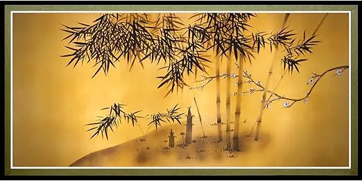 Red Lantern Bamboo Tree Canvas Wall Art