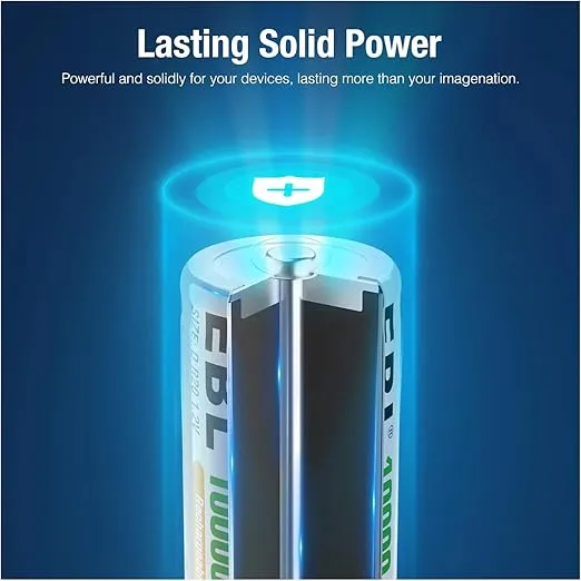 EBL D Size Rechargeable Batteries D Cell 10000mah NiMH Battery, 2 Counts