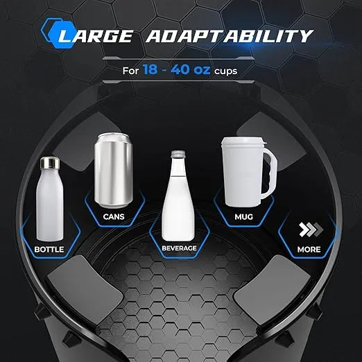 kemimoto All Purpose Cup Holder Expander with Tray, Large Cup Holder Adapter with Eating Table, Compatible with Hydroflasks Yeti Water Bottle, Universally Fits Vehicles, RV, Golf Cart, Car