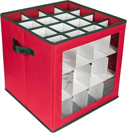 Honey-Can-Do 48-Ornament Storage Box, Red SFT-08360 Red