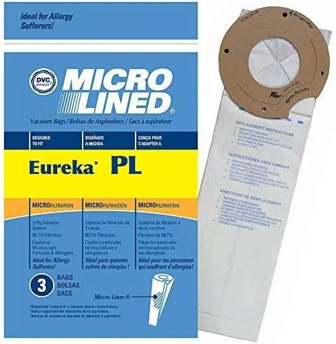 DVC Eureka Style PL 62389A Micro Allergen Vacuum Cleaner Bags Made in USA [ 3 Bags ]