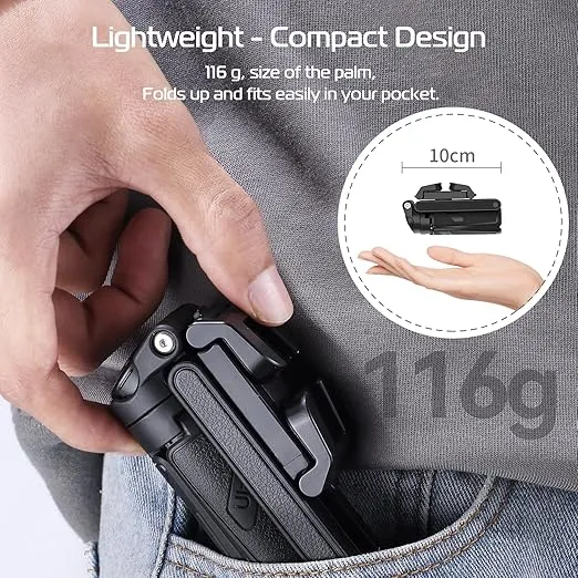 ULANZI JJ02 Selfie Stick Tripod, Extendable Grip Phone Tripod with Detachable Remote Pocket Size, 3-in-1 Mini Phone Grip 2 Cold Shoe, 10m/393.7'' Wireless Shutter, Vlog Livestreaming Photography