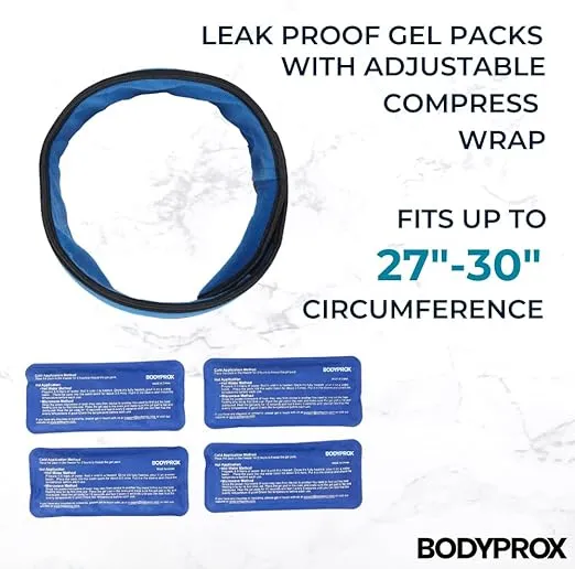 Bodyprox Face ice Pack for Jaw, Head and Chin, Adjustable Hot and Cold Wrap for Wisdom Teeth and TMJ Pain Relief, Nylon, Blue