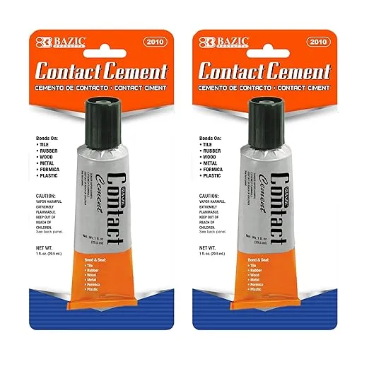 BAZIC Contact Cement Adhesive Glue 1 Oz. (30mL), Super Stong Bonds to Tile Rubber Wood Metal Formica Plastic, 2-Pack