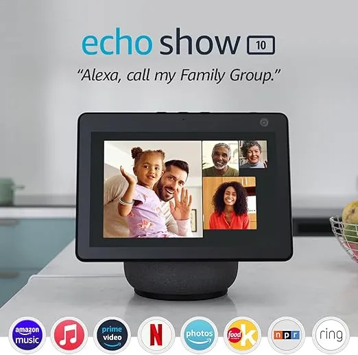 Certified Refurbished Echo Show 10 (3rd Gen) | HD smart display with motion and Alexa | Charcoal