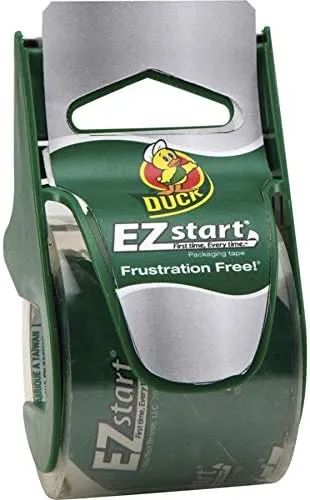 Duck Brand 393185 1.88 Inch by 22.2 Yard EZ Start Carton Sealing Tape with Dispenser, Clear