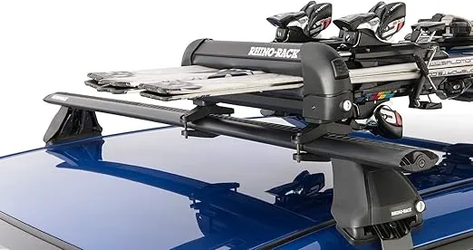 Rhino-Rack Carrier for Skis, Snowboards, Fishing Rods, Paddles, Skateboards, Water Skis, Wakeboard & More, Universal Mounting, Easy to Use, Locking, Lightweight & Heavy Duty, Suitable for All Vehicles