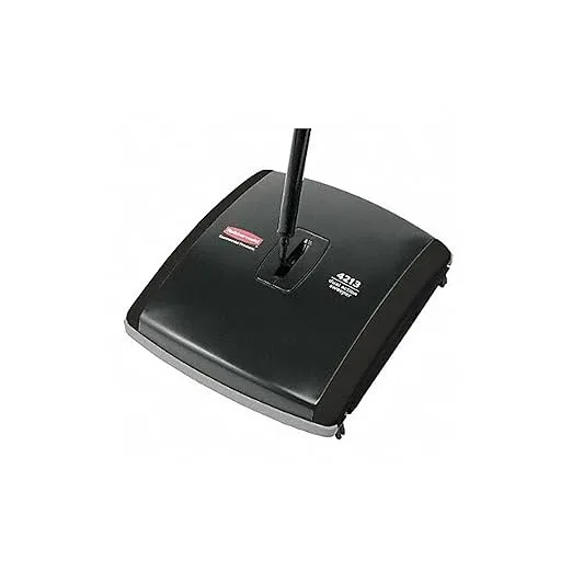 Rubbermaid Commercial Products Executive Series 7.5" Dual-Action Bristle Mechanical Sweeper, Cordless, Black, Collects Dust, Dirt, and Debris from Hard Floors and Carpet
