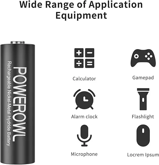 POWEROWL 4-Pack Rechargeable AA Batteries with Charger, 2800mAh High Capacity Low Self Discharger NiMH Double A Battery for Xbox Controller Battery Pack