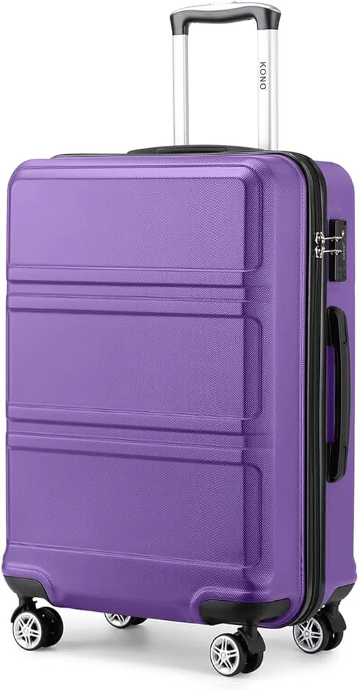 Kono 20'' Carry on Luggage Lightweight with Spinner Wheel TSA Lock Hardside Luggage Airline Approved Carry on Suitcase Purple