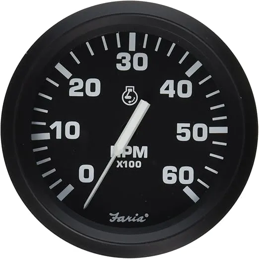 Faria Beede Instruments Faria Beede Faria 32804 Tachometer - 6000 RPM, Euro, Black