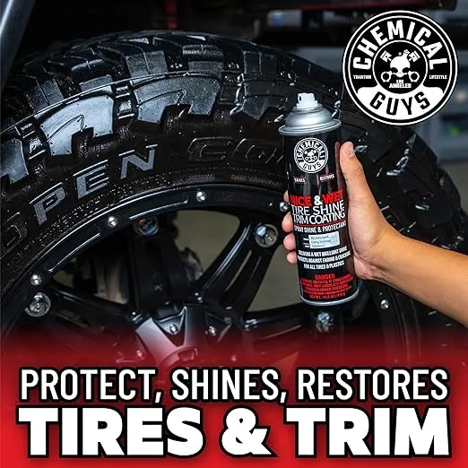 Chemical Guys TVDSPRAY101 Nice & Wet Tire Shine Trim Coating for Rubber, Plastic and Vinyl, Safe for Cars, Trucks, SUVs, Motorcycles, RVs & More, 14.5 fl oz