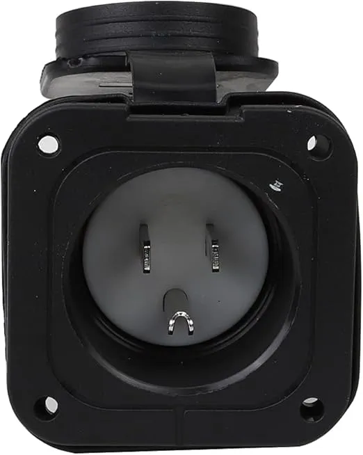 Nema 5-15P 15-Amp 125V Flanged Power Inlet, 15A 125V Inlet with Waterproof Cover, 2Pole 3-Wire Power Inlet For Generator and Marine Boat etc, Black Color RM-RV155