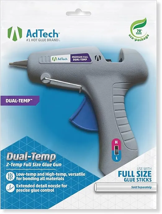 AdTech 0453 2-Temp Dual Temperature Hot Glue Gun Full Size, light gray 7.75 x 2.25 x 10.5 inchs