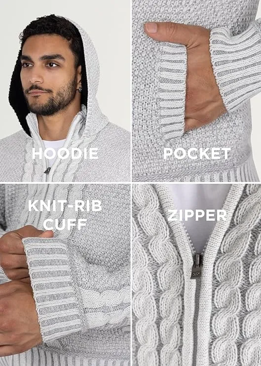 X RAY Mens Zip Up Cardigan Sweater, Casual Slim Fit Long Sleeve Knit Full Zip Sweater for Men Fall & Winter (Big and Tall)