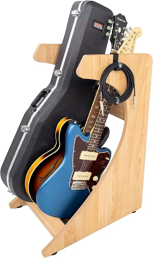 Gator Frameworks Elite Series 3 to 4-Space Instrument Case Combo Rack Natural Maple Matte Finish Electric Guitar Stand (GFW-ELITEGTR3RK-MPL)