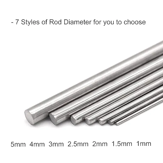 5mm x 300mm 304 Stainless Steel Round Rod, Metal Solid Shaft Rods Lathe Bar Stock for DIY Crafts Model Car Helicopter Airplane 10pcs