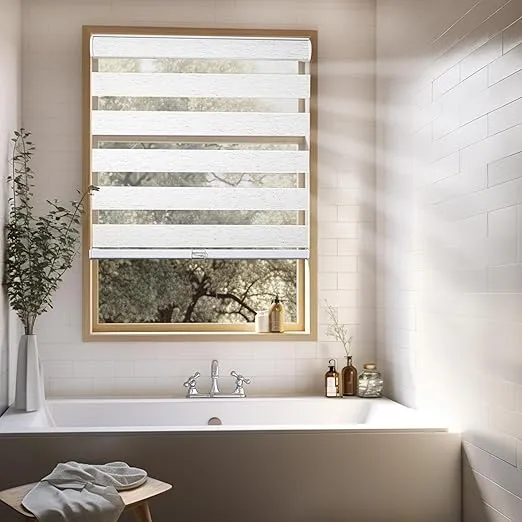 CHICOLOGY Zebra Blinds, Roller Window Shades, Blinds for Windows, Roller Shades for Windows, Window Shades for Home, Window Shades, Pull Down Shades for Windows, 20" W X 72" H, Basic Arctic