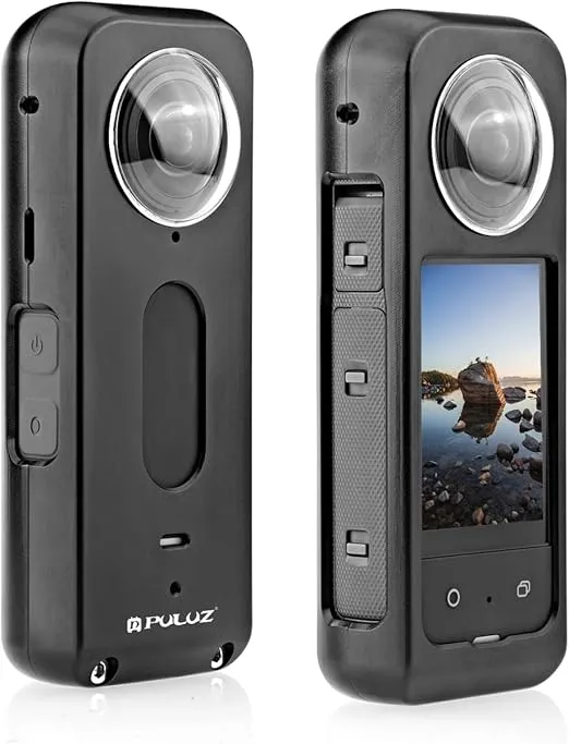 PULUZ Metal Protective Case + Lens Guards for Insta360 X3,Anti-Scratch Housing Frame Body Cover and Waterproof High Light Transmittance Lens Protector(Black)