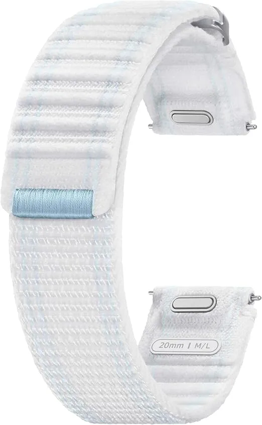 SAMSUNG Galaxy Watch 7, 6, 5, 4 Series Fabric Band, Nylon, Smartwatch Replacement Strap for Men and Women, One Click Attachment, Medium/Large, ET-SVL31LWEGUJ, Blue/White