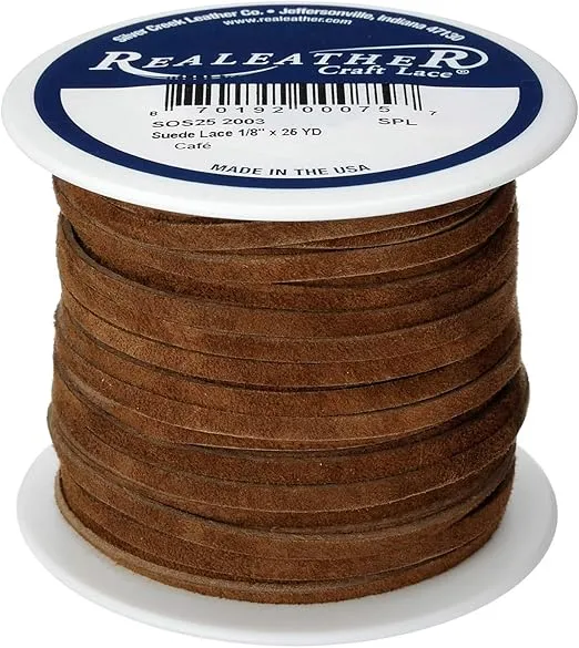 Silver Creek Leather Co Realeather SOS25-2003 Suede Leather Lace for Crafts and Jewelry Making, 0.125" x 25', Dark Brown, 1-Spool